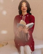 Elegant Red Embroidered Kurti Set – Stylish & Comfortable Outfit - Image 9