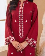 Elegant Red Embroidered Kurti Set – Stylish & Comfortable Outfit - Image 2