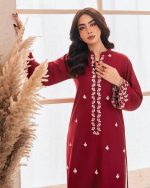 Elegant Red Embroidered Kurti Set – Stylish & Comfortable Outfit - Image 6