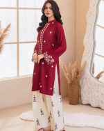 Elegant Red Embroidered Kurti Set – Stylish & Comfortable Outfit